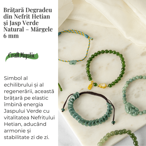 Bratara elastic din jasp verde natural si nefrid hetian – echilibru si vitalitate [2]