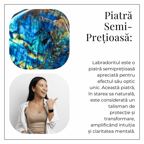 Bratara Fixa Argintie cu Labradorit Frunza – Intuitie si Protectie [8]