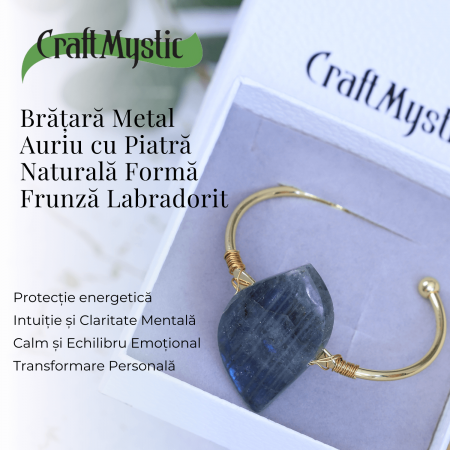 Bratara din Labradorit cu piatra 3.5-4 cm aurie pentru Protectie energetica [3]