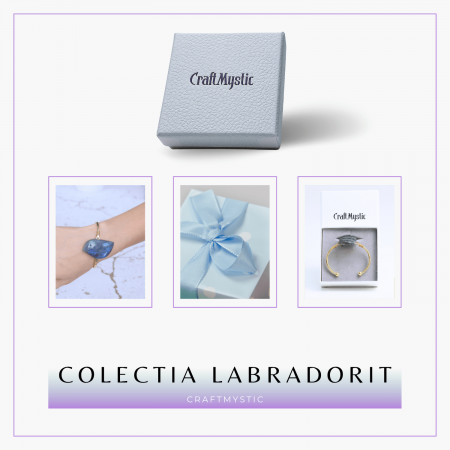 Bratara din Labradorit cu piatra 3.5-4 cm aurie pentru Protectie energetica [5]