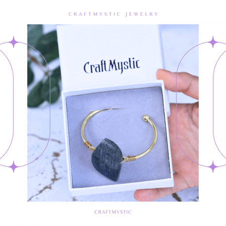 Bratara din Labradorit cu piatra 3.5-4 cm aurie pentru Protectie energetica [7]