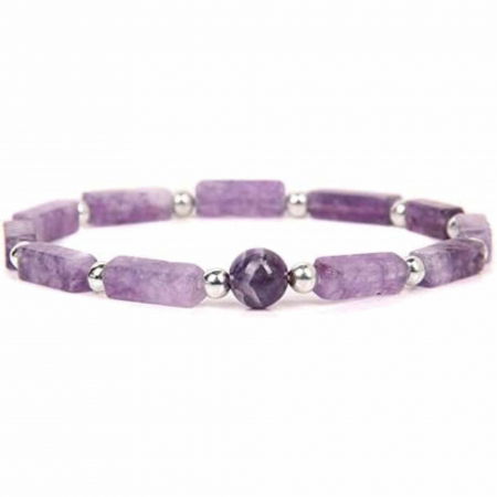 Bratara deosebita cu ametist natural 8mm - Elastica ajustabila cu pietre semipretioase violete [6]