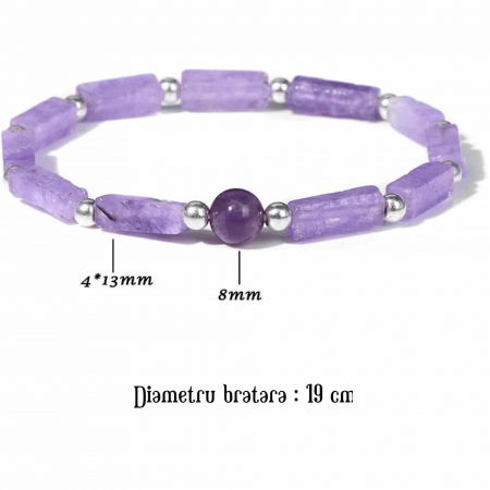Bratara deosebita cu ametist natural 8mm - Elastica ajustabila cu pietre semipretioase violete [1]