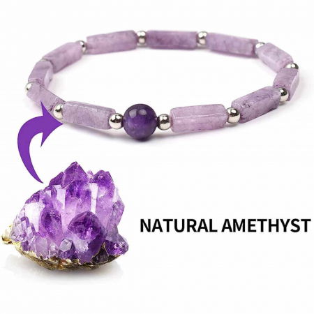Bratara deosebita cu ametist natural 8mm - Elastica ajustabila cu pietre semipretioase violete [4]