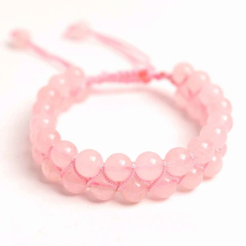 Bratara Dubla Reglabila din Cuart Roz 8mm – Iubire și Armonie