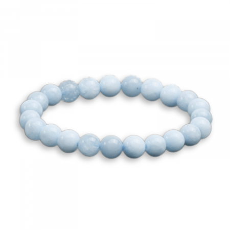 Bratara din cristal natural acvamarin pentru barbati si femei -  Bratara elastica cu margele de 6mm acvamarin natural Aduce noroc Cadouri pentru ziua mamei [7]