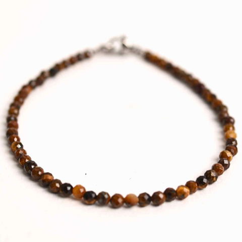 Fecioara - Bratara cu margele 2-3 mm ochi de tigru fatetat natural pentru curaj si protectie energetica