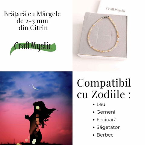 Bratara cu margele 2-3 mm citrin fatetat natural pentru prosperitate si energie pozitiva [4]