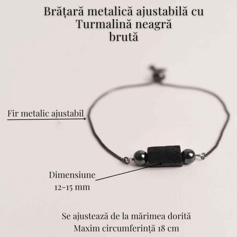 Bratara metalica ajustabila cu turmalina neagra pentru protectie energetica [5]