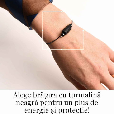 Bratara metalica ajustabila cu turmalina neagra pentru protectie energetica [3]