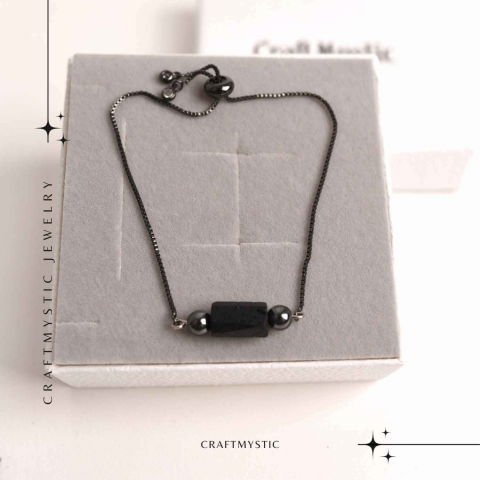 Bratara metalica ajustabila cu turmalina neagra pentru protectie energetica [1]