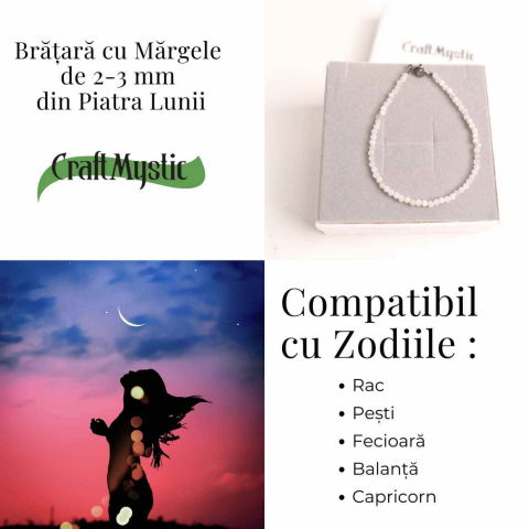 Bratara cu margele 2-3 mm piatra lunii curcubeu fatetata pentru feminitate si armonie interioara [4]