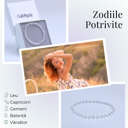 Bratara Elastica cu Margele 6mm Cuart transparent  Energie Pozitiva [3]