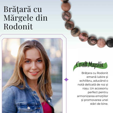 Bratara Elastica cu Margele 6mm din Rodonit -Vindecare Emotionala si Echilibru [1]