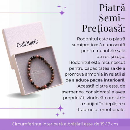 Bratara Elastica cu Margele 6mm din Rodonit -Vindecare Emotionala si Echilibru [3]