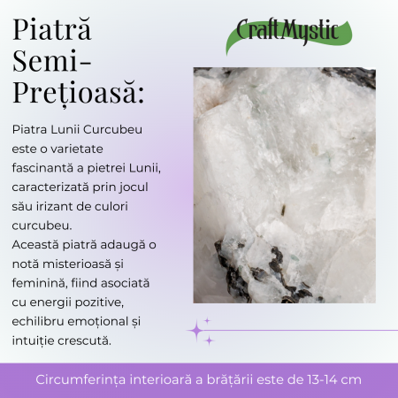 Bratara cu margele 6mm din Piatra Lunii Curcubeu pentru Vindecare Emotionala [7]