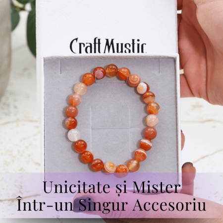 Bratara Elastica cu Margele de Carneol 8mm - Pulsul Creativitatii si Energiei [4]