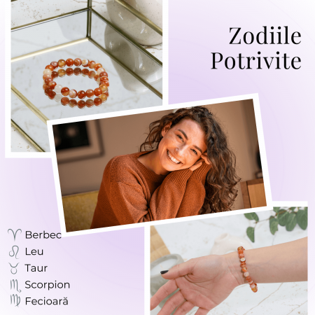 Bratara Elastica cu Margele de Carneol 8mm - Pulsul Creativitatii si Energiei [1]