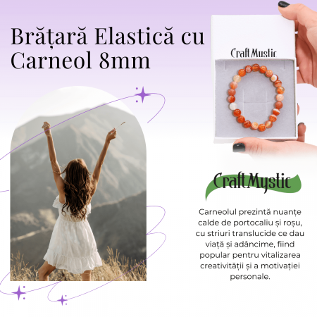 Bratara Elastica cu Margele de Carneol 8mm - Pulsul Creativitatii si Energiei [5]
