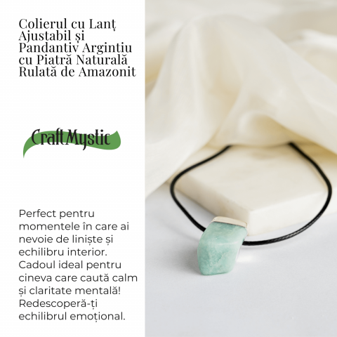 Colier cu Piatra Rulata de Amazonit Natural – Liniste, Echilibru si Claritate Interioara [2]