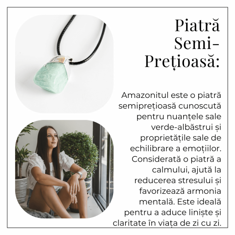 Colier cu Piatra Rulata de Amazonit Natural – Liniste, Echilibru si Claritate Interioara [5]
