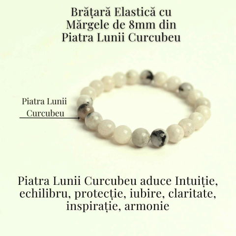 Bratara Elastica cu Margele 8mm din Piatra Lunii Curcubeu - Magie si Femininitate [4]