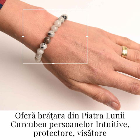 Bratara Elastica cu Margele 8mm din Piatra Lunii Curcubeu - Magie si Femininitate [7]