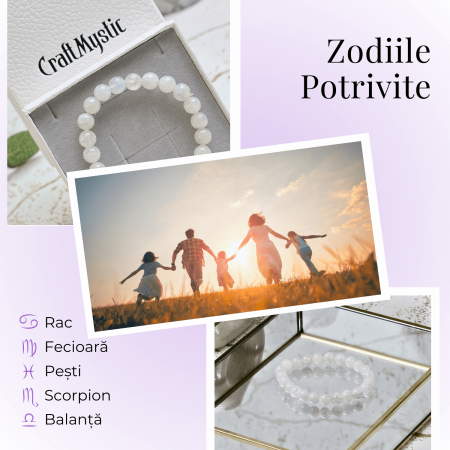 Bratara Elastica cu Margele 8mm din Piatra Lunii Curcubeu - Magie si Femininitate [6]