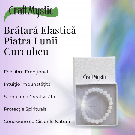 Bratara Elastica cu Margele 8mm din Piatra Lunii Curcubeu - Magie si Femininitate [2]