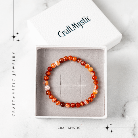 Bratara elastica cu margele de Carneol Agat Botswana – Energie si Vitalitate [5]