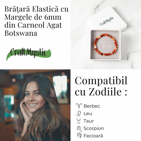 Bratara elastica cu margele de Carneol Agat Botswana – Energie si Vitalitate [3]