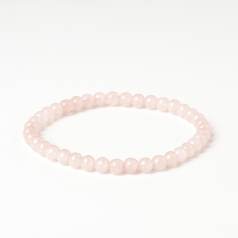 Pesti - Bratara Elastica cu Margele de Cuart Roz 5mm – Iubire si Vindecare Emotionala