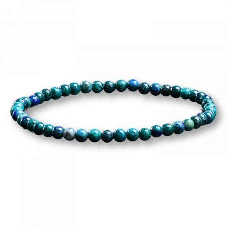 Bratara Elastica cu Margele Naturale de 4mm din Azurit cu Malachit, Protectie si Claritate [8]