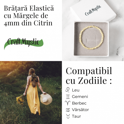 Bratara Elastica cu Margele 4 mm Naturale de Citrin – Atragerea Prosperitatii si Claritate [3]