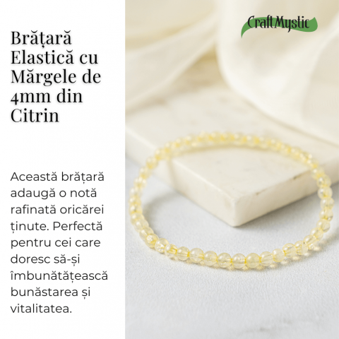 Bratara Elastica cu Margele 4 mm Naturale de Citrin – Atragerea Prosperitatii si Claritate [2]