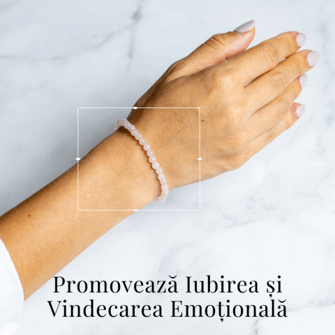 Bratara Elastica cu Margele de Cuart Roz 5mm – Iubire si Vindecare Emotionala [1]