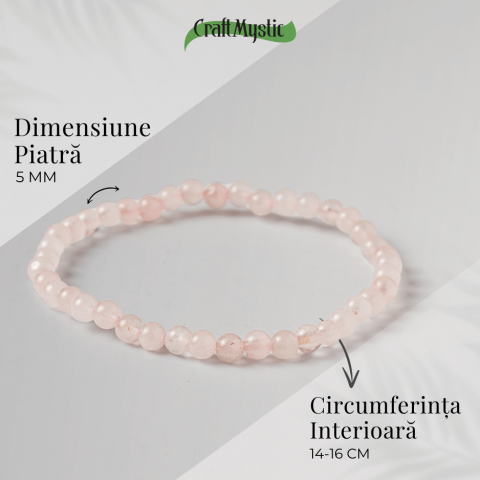 Bratara Elastica cu Margele de Cuart Roz 5mm – Iubire si Vindecare Emotionala [4]