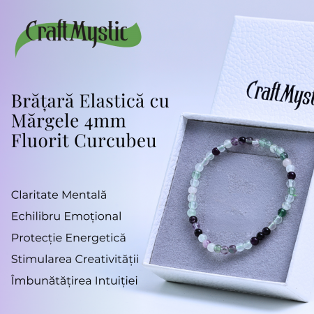 Bratara elastica cu margele 4mm Fluorit curcubeu - Claritate mentala [7]