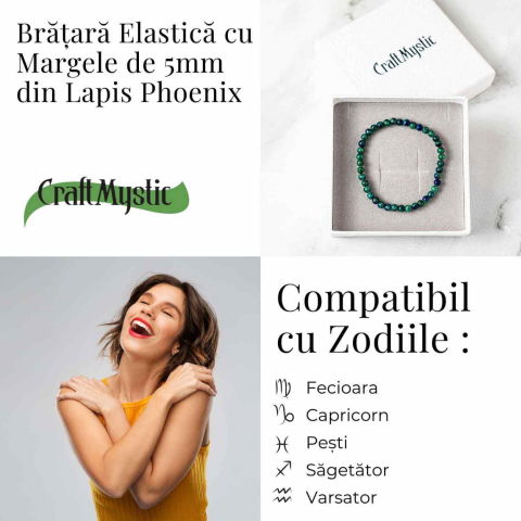 Bratara Elastica cu Margele Naturale de Lapis Phoenix pentru Claritate si Creativitate [3]