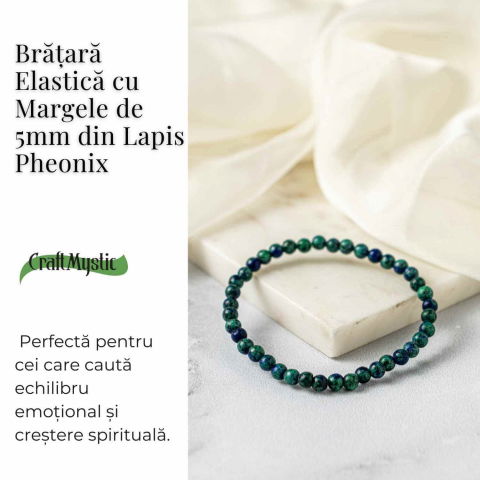 Bratara Elastica cu Margele Naturale de Lapis Phoenix pentru Claritate si Creativitate [2]