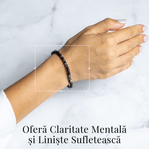 Bratara elastica 4mm din Obsidian Fulg de Nea – Protectie si Echilibru [1]