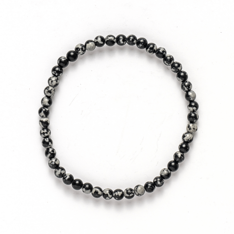 Bratara elastica 4mm din Obsidian Fulg de Nea – Protectie si Echilibru [8]