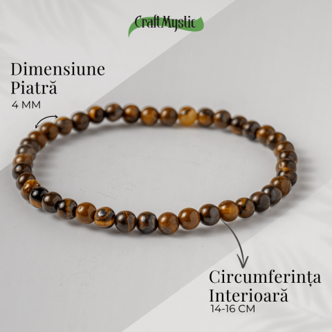 Bratara Elastica cu Margele 4 mm din Ochi de Tigru – Protectie si incredere [4]
