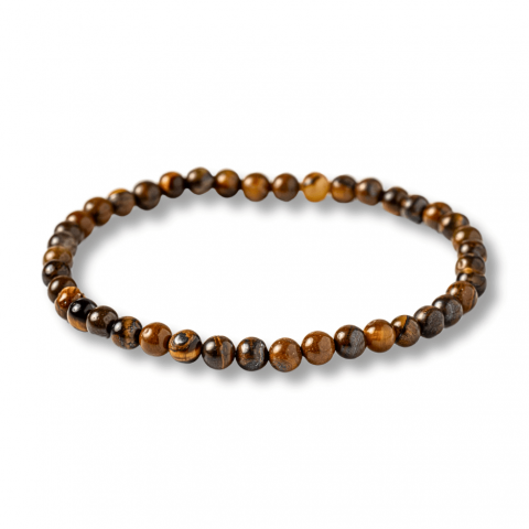 Fecioara - Bratara Elastica cu Margele 4 mm din Ochi de Tigru – Protectie si incredere