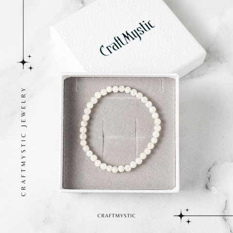 Bratara elastica cu margele 5mm naturale Piatra a Lunii Curcubeu – Echilibru si Intuitie [5]