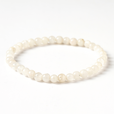 Pesti - Bratara elastica cu margele 5mm naturale Piatra a Lunii Curcubeu – Echilibru si Intuitie