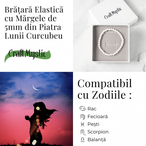 Bratara elastica cu margele 5mm naturale Piatra a Lunii Curcubeu – Echilibru si Intuitie [4]