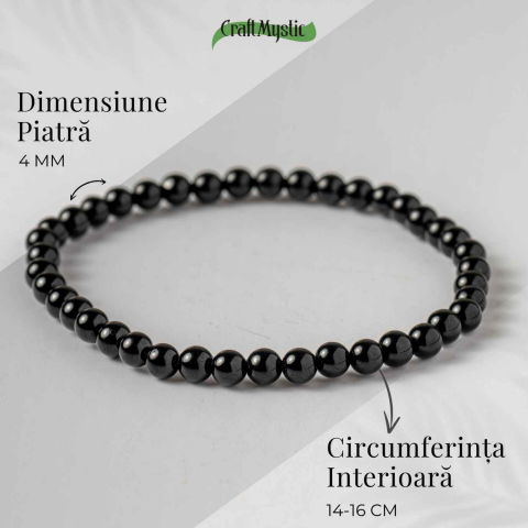 Bratara Elastica cu Margele 4mm din Turmalina Neagra – Protectie Energetica si impamantare [4]