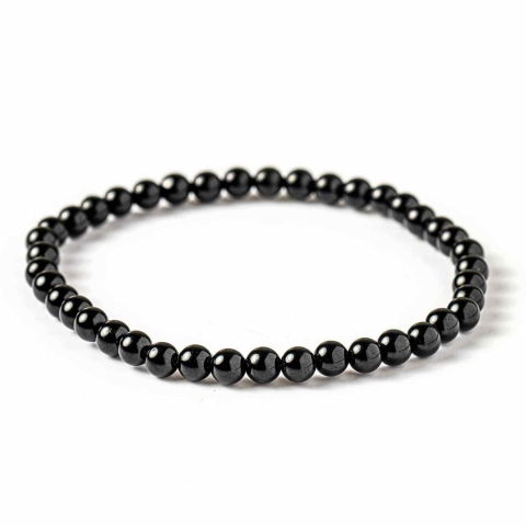 Fecioara - Bratara Elastica cu Margele 4mm din Turmalina Neagra – Protectie Energetica si impamantare