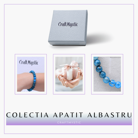 Bratara Elastica cu Margele Naturale de 6mm din Apatit Albastru [7]